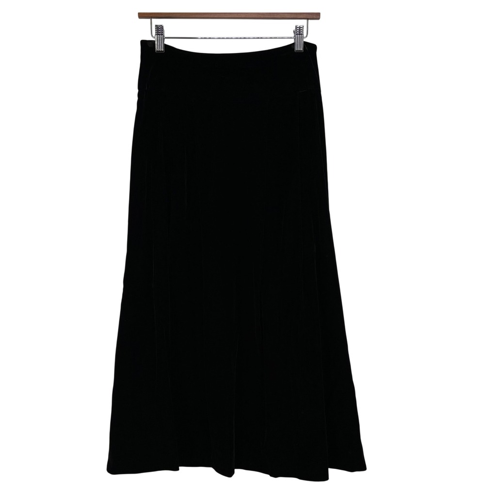 VTG Scott McClintock Drop Waist Black Velvet Maxi Skirt 12 Whimsigoth Made USA